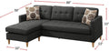 Black Polyfiber Sectional Sofa Living Room Furniture Reversible Chaise Couch Pillows Tufted Back Modular Sectionals Black Wood Primary Living Space Cushion Back Contemporary,Modern L Shaped Pine Square Arms Fabric 4 Seat