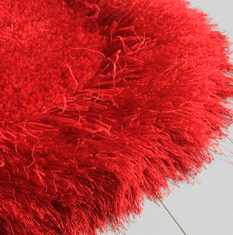 Heart Shape Hand Tufted 4 Inch Thick Shag Area Rug 28 In X 32 In Red Polyester