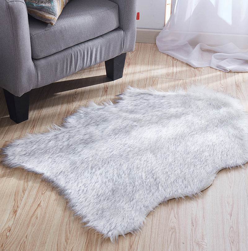 "Luxury Decorative" Hand Tufted Faux Fur Sheepskin Area Rug Dark Gray Acrylic