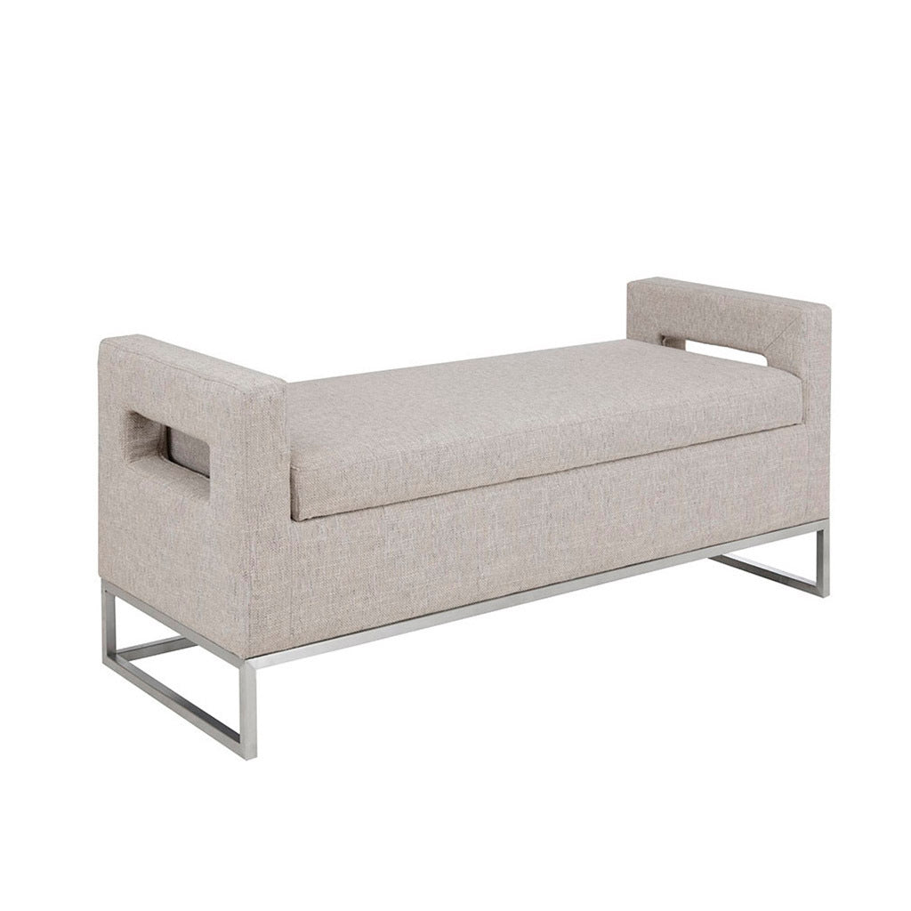 Soft Close Storage Bench Grey Polyester