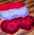 Double Heart Shape Hand Tufted 4 Inch Thick Shag Area Rug 28 In X 55 In Red Polyester