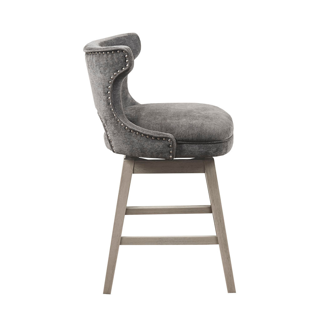 25.75" Swivel Counter Stool Charcoal Polyester