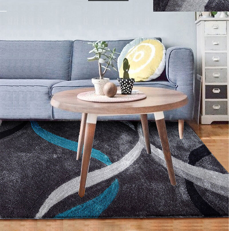 "Aria Collection" Soft Pile Hand Tufted Shag Area Rug Grey Polyester