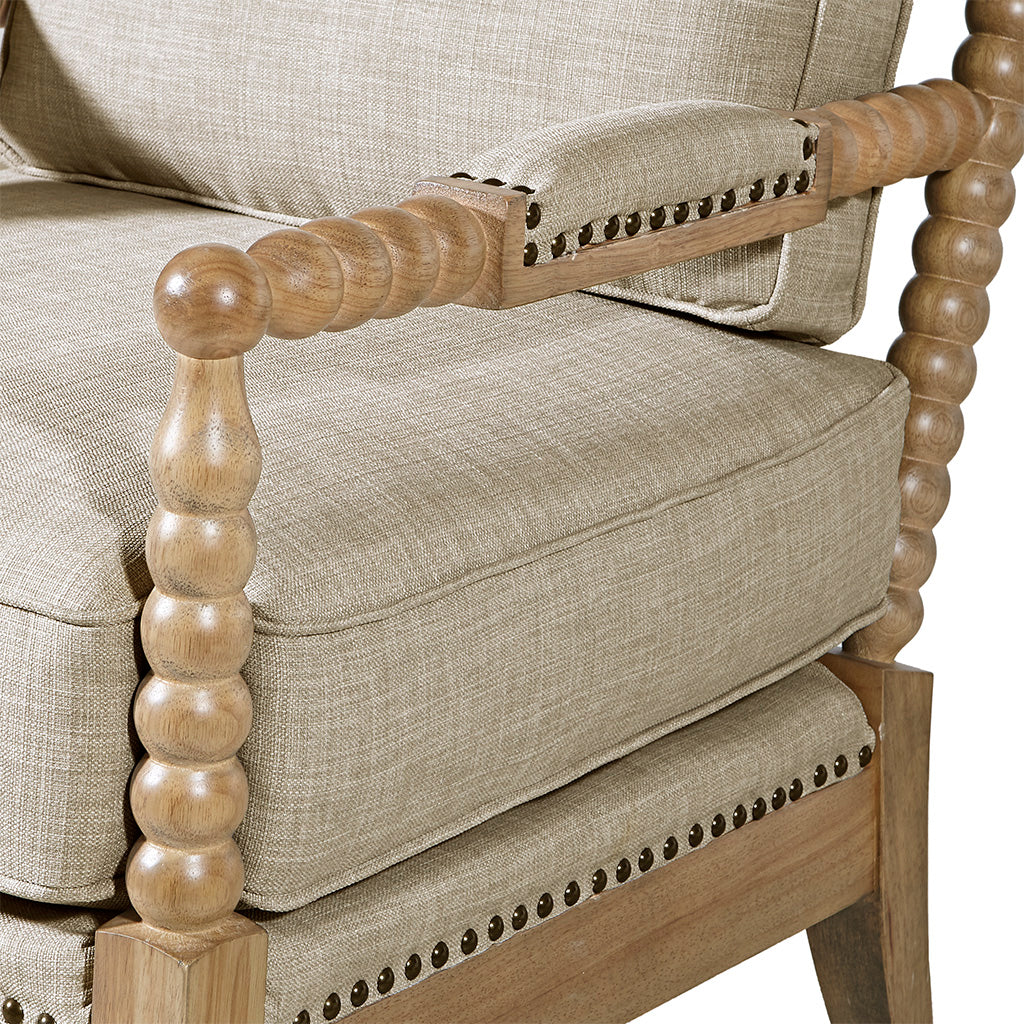 Accent Arm Chair Light Grey Camel Oak Polyester