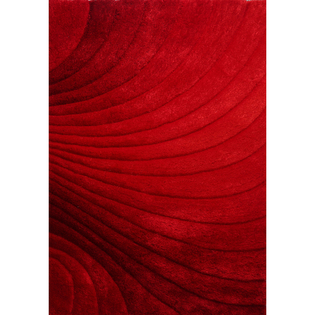 "3D Shaggy" Hand Tufted Area Rug Red Polyester