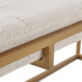 Button Tufted Upholstered Metal Base Accent Bench Brown Antique Bronze Polyester