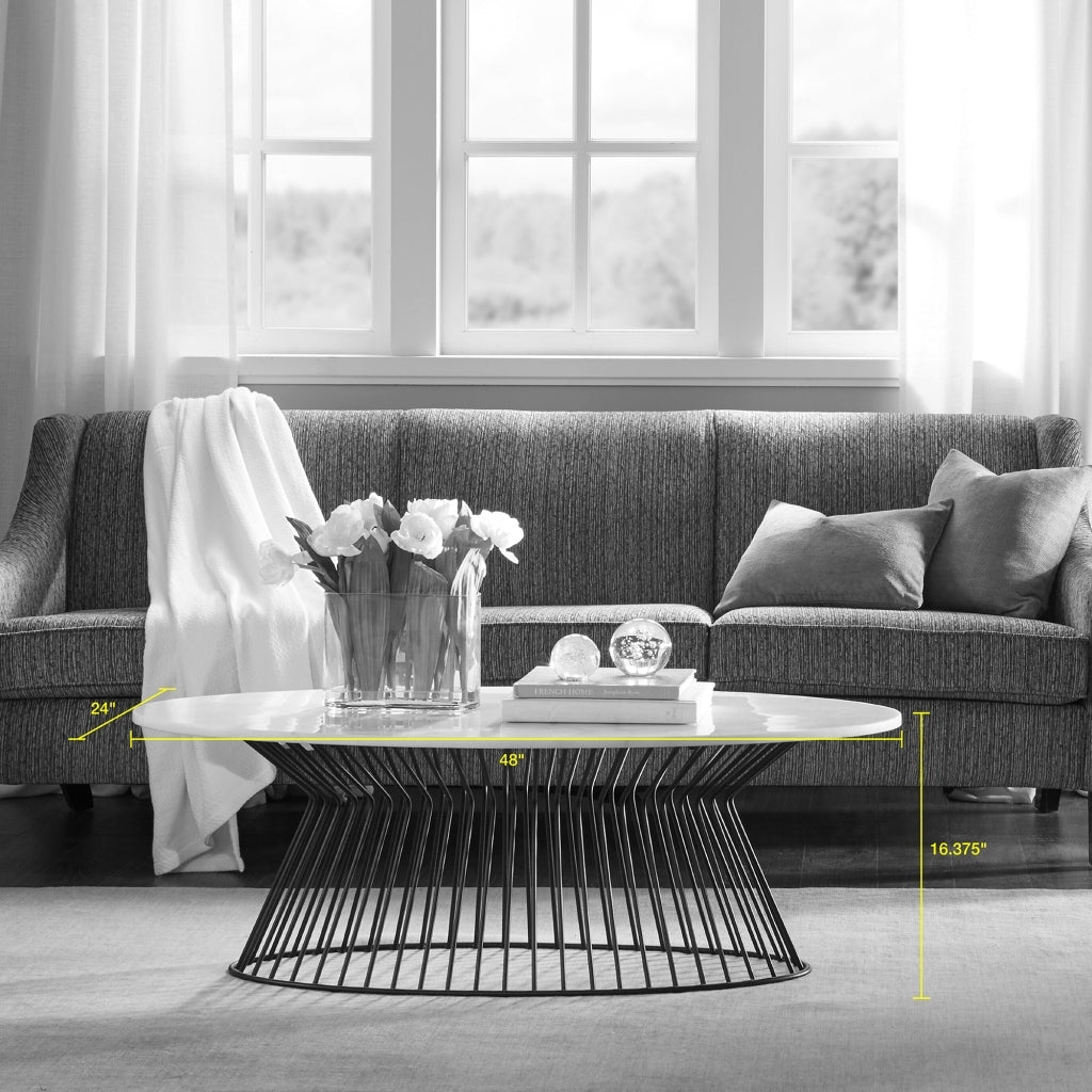 Marbury Coffee Table White Black Marble