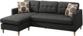 Black Polyfiber Sectional Sofa Living Room Furniture Reversible Chaise Couch Pillows Tufted Back Modular Sectionals Black Wood Primary Living Space Cushion Back Contemporary,Modern L Shaped Pine Square Arms Fabric 4 Seat