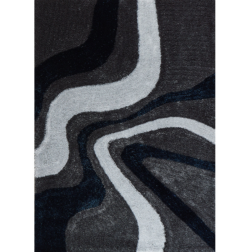 "Aria Collection" Soft Pile Hand Tufted Shag Area Rug Grey Polyester