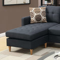 Black Polyfiber Sectional Sofa Living Room Furniture Reversible Chaise Couch Pillows Tufted Back Modular Sectionals Black Wood Primary Living Space Cushion Back Contemporary,Modern L Shaped Pine Square Arms Fabric 4 Seat