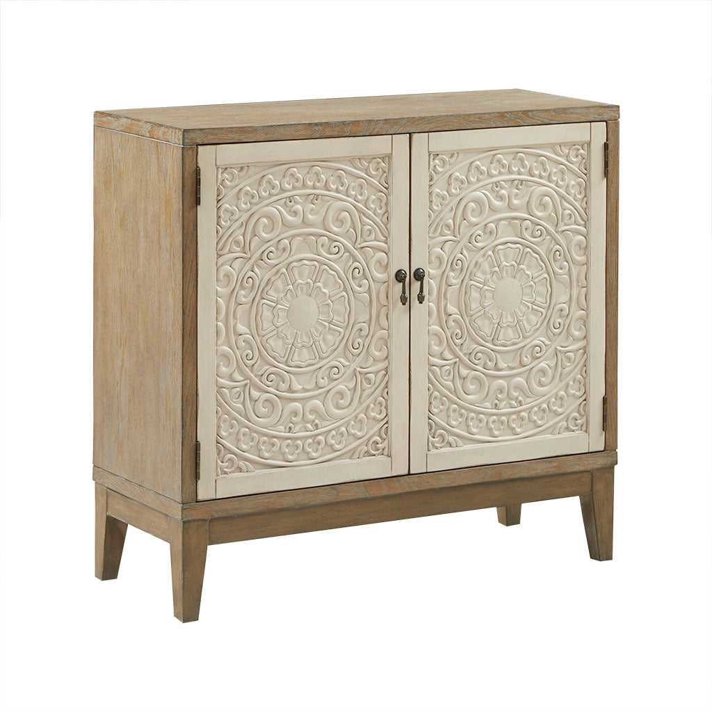 Accent Chest Reclaimed Walnut Antique Cream Wood