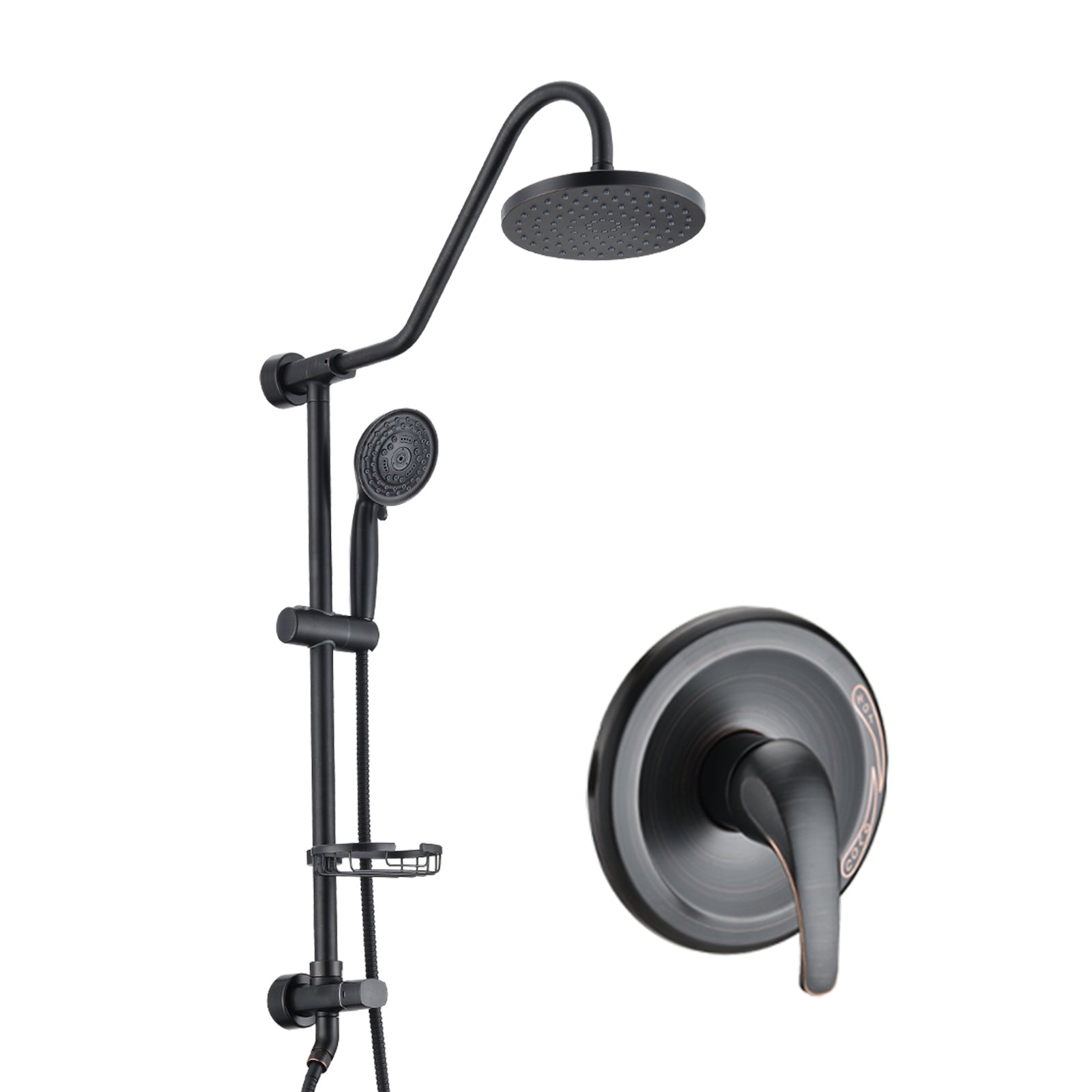 Shower Head With Handheld Shower System With 8" Rain Shower Head Rough In Valve Included Oil Rubbed Bronze Stainless Steel