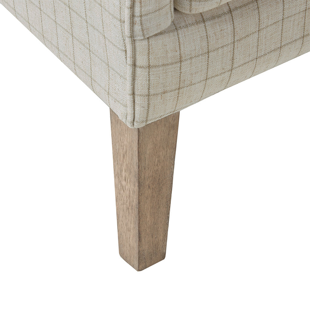 Arianna Swoop Wing Chair Beige Solid Wood