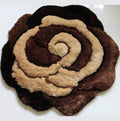 Flower Shape Hand Tufted 2 Inch Thick Shag Rug 36 In Diameter Beige Polyester