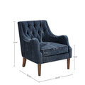 Button Tufted Accent Chair Navy Polyester