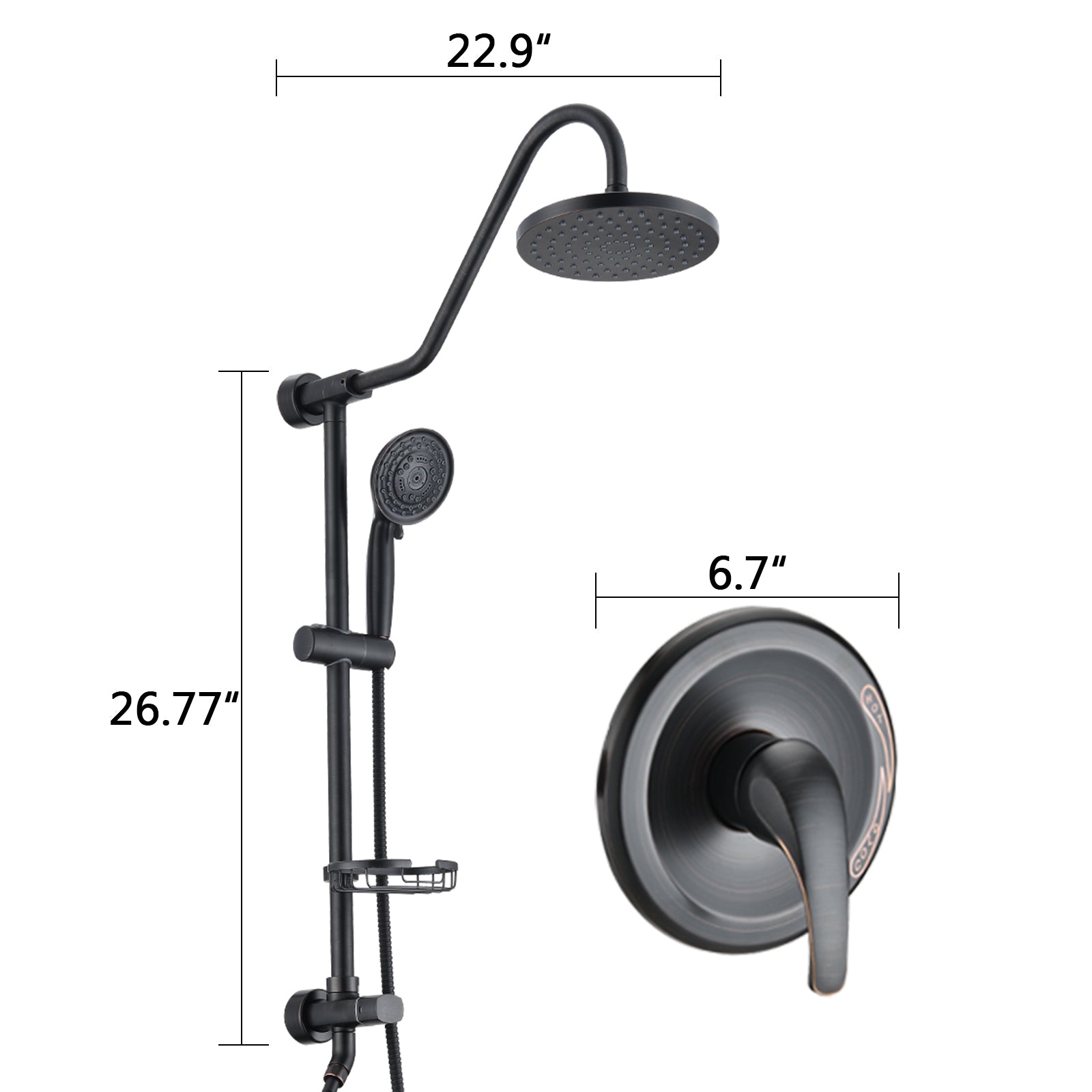 Shower Head With Handheld Shower System With 8" Rain Shower Head Rough In Valve Included Oil Rubbed Bronze Stainless Steel