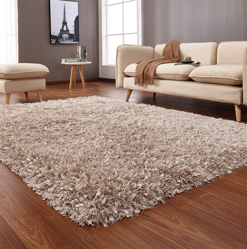 "Coral " Hand Tufted Shag Area Rug Beige Polyester