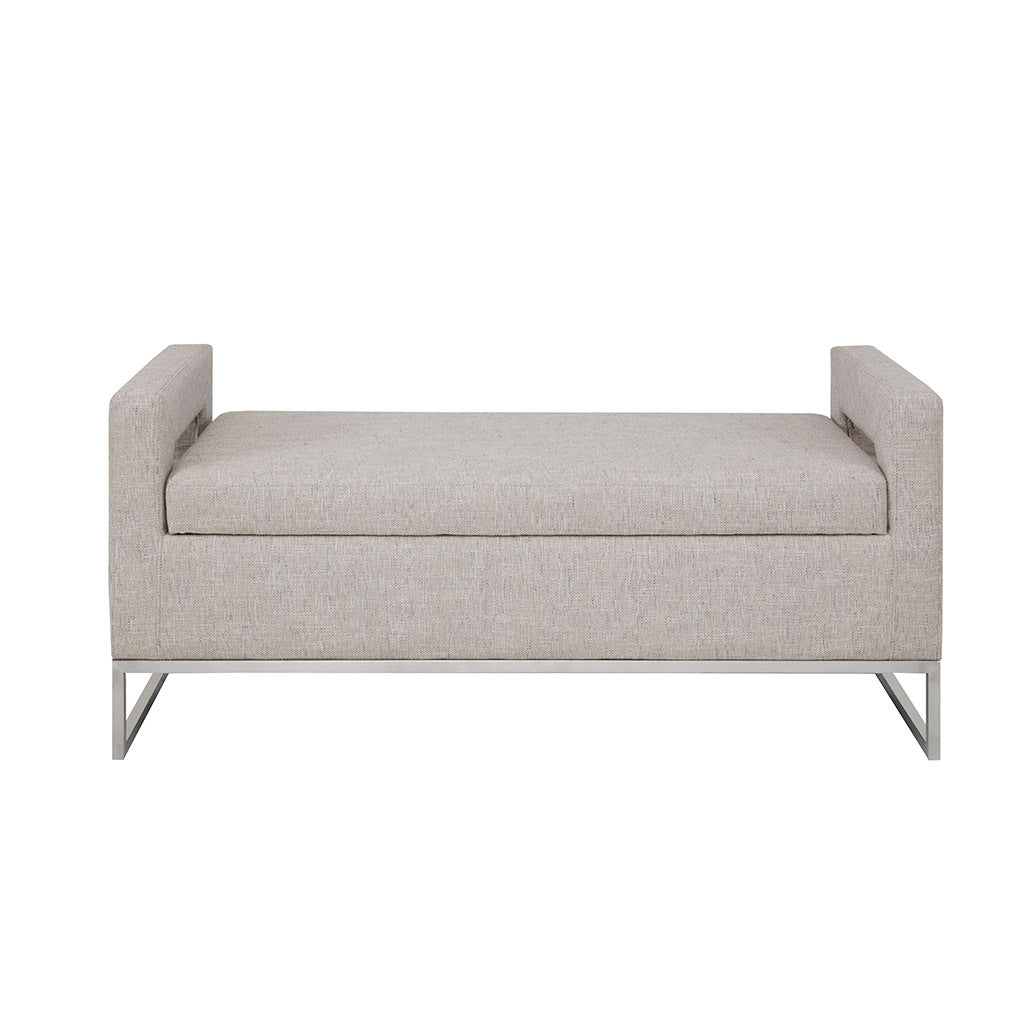 Soft Close Storage Bench Grey Polyester