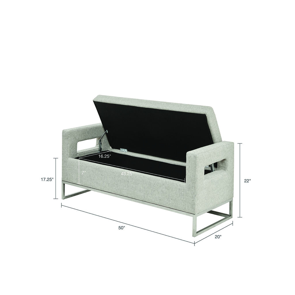 Soft Close Storage Bench Grey Polyester