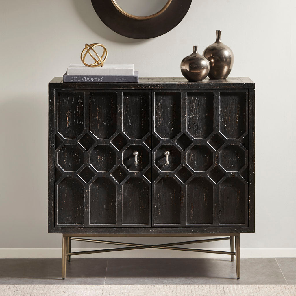 Hanley 2 Doors Accent Cabinet Black Wood