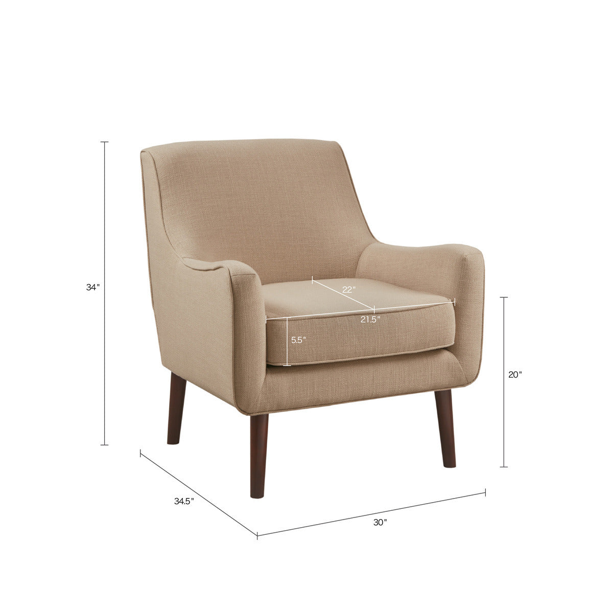 Mid Century Accent Chair Sand Polyester