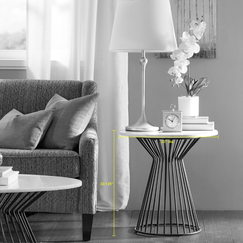 Marbury Side Table White Black Marble