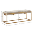 Button Tufted Upholstered Metal Base Accent Bench Brown Antique Bronze Polyester