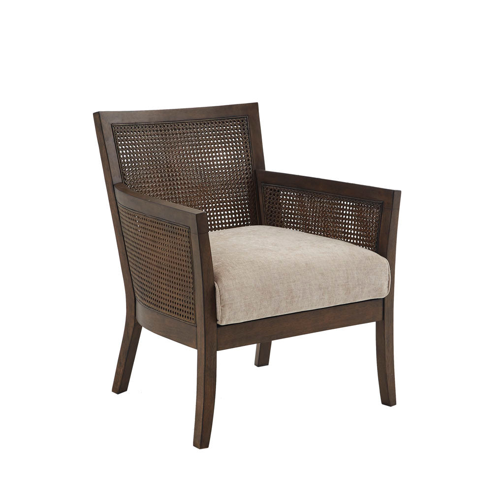 Cane Armchair Tan Espresso Polyester