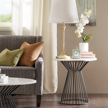 Marbury Side Table White Black Marble