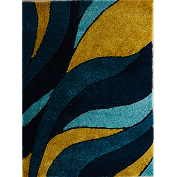 "Aria Collection" Soft Pile Hand Tufted Shag Area Rug Navy Blue Polyester