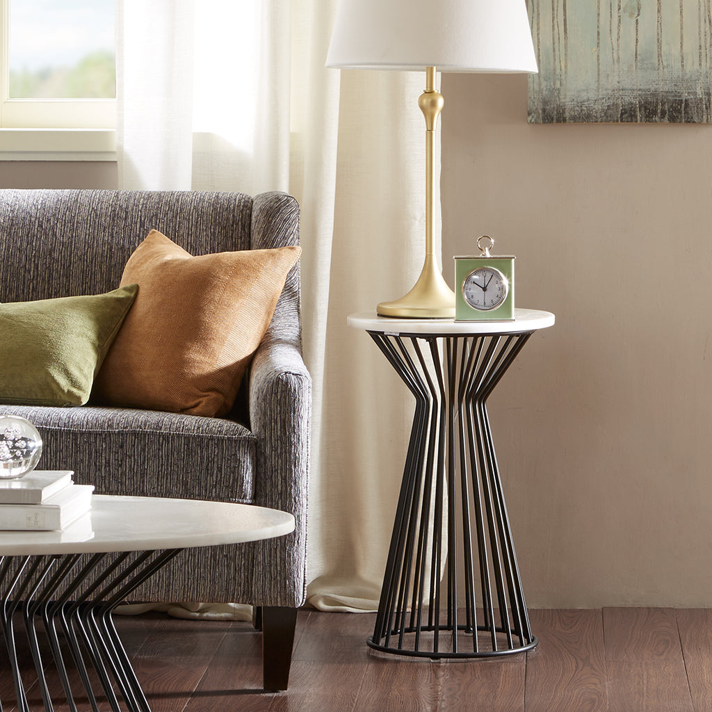 Marbury Pedestal White Black Wood