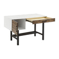 Writing Desk With Drawer Brown White Wood