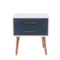 Storage Nightstand Off White Navy Wood