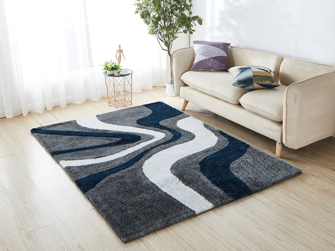 "Aria Collection" Soft Pile Hand Tufted Shag Area Rug Grey Polyester