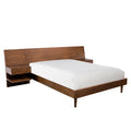 Bed With 2 Nightstands Pecan Wood