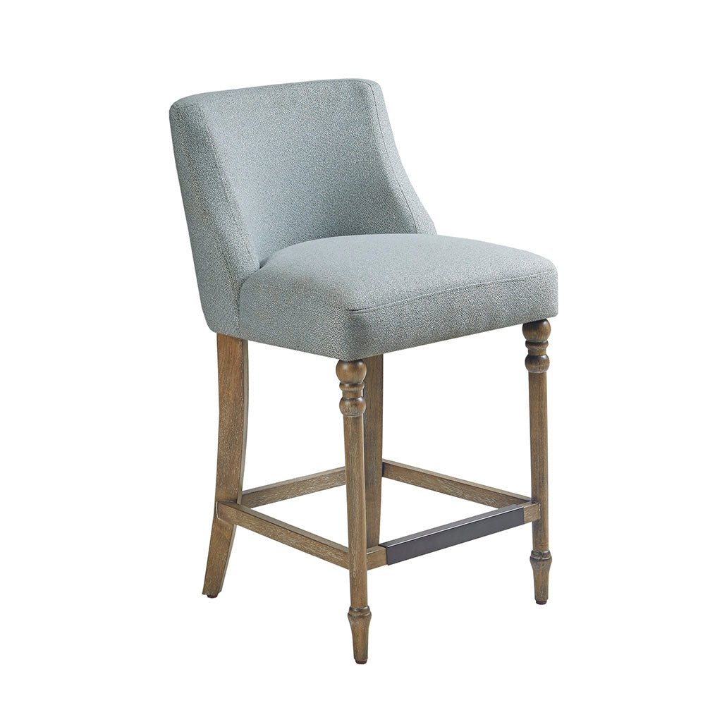 25" Upholstered Counter Stool Blue Polyester