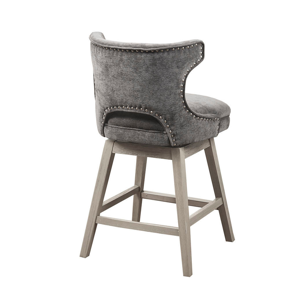 25.75" Swivel Counter Stool Charcoal Polyester