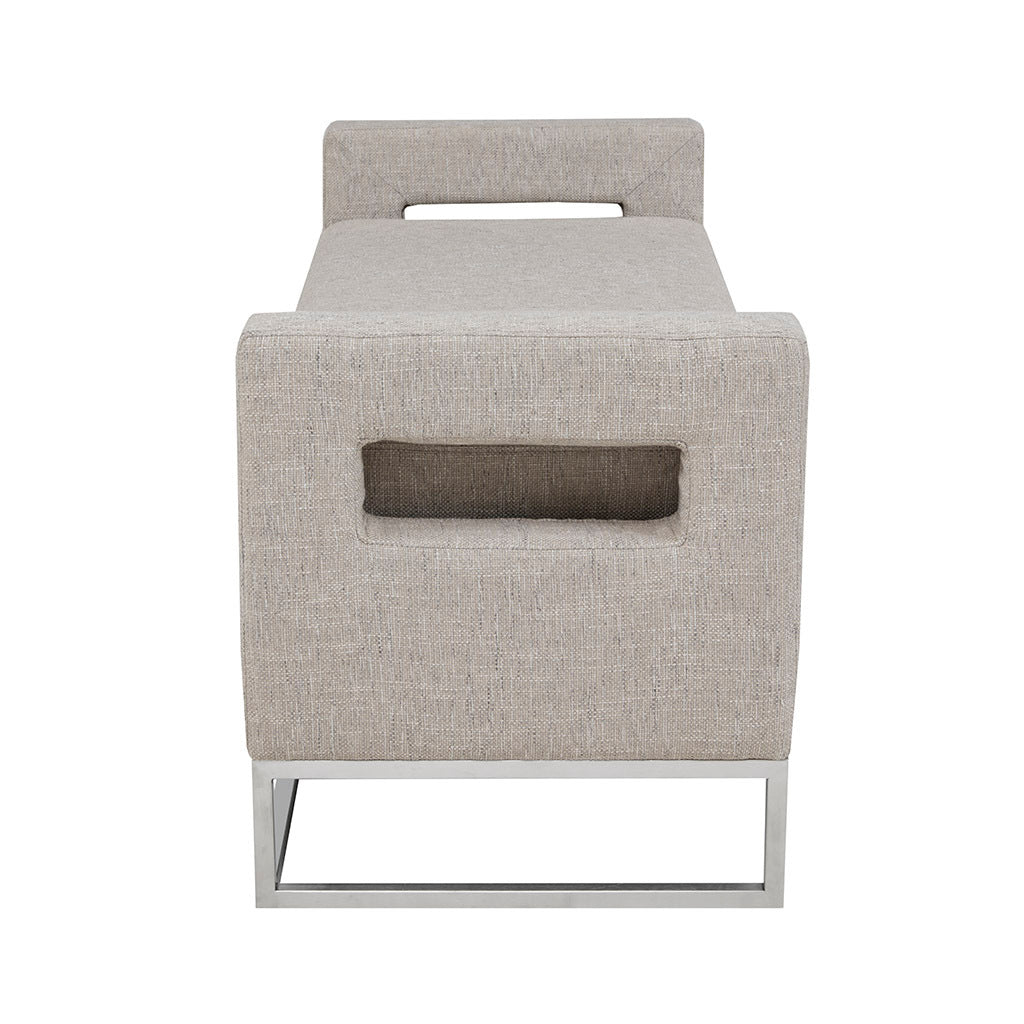 Soft Close Storage Bench Grey Polyester