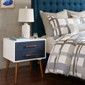 Storage Nightstand Off White Navy Wood