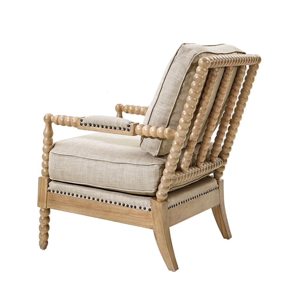 Accent Arm Chair Light Grey Camel Oak Polyester