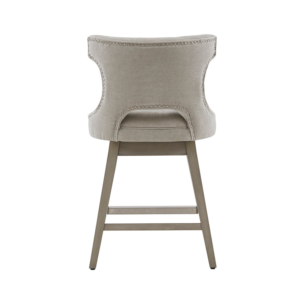 25.75" Swivel Counter Stool Light Grey Polyester