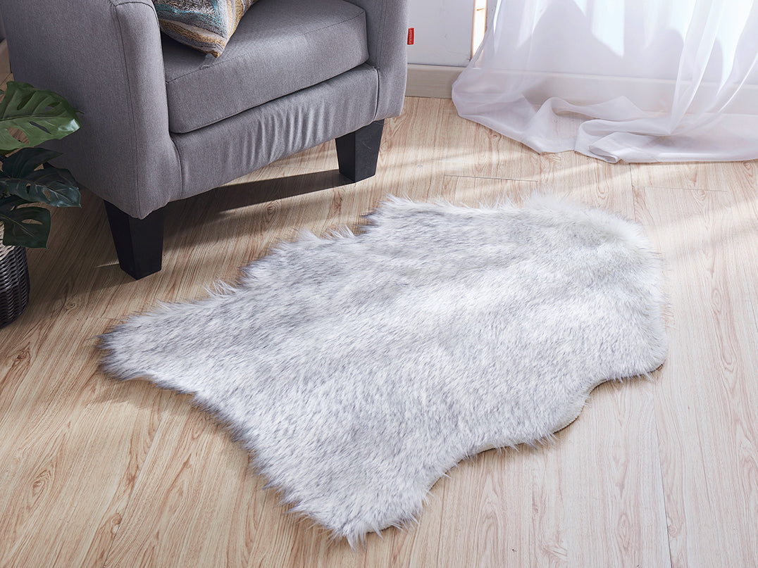 "Luxury Decorative" Hand Tufted Faux Fur Sheepskin Area Rug Dark Gray Acrylic