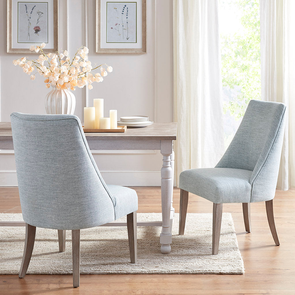 Upholstered Dining Chair Set Of 2 Light Blue Polyester