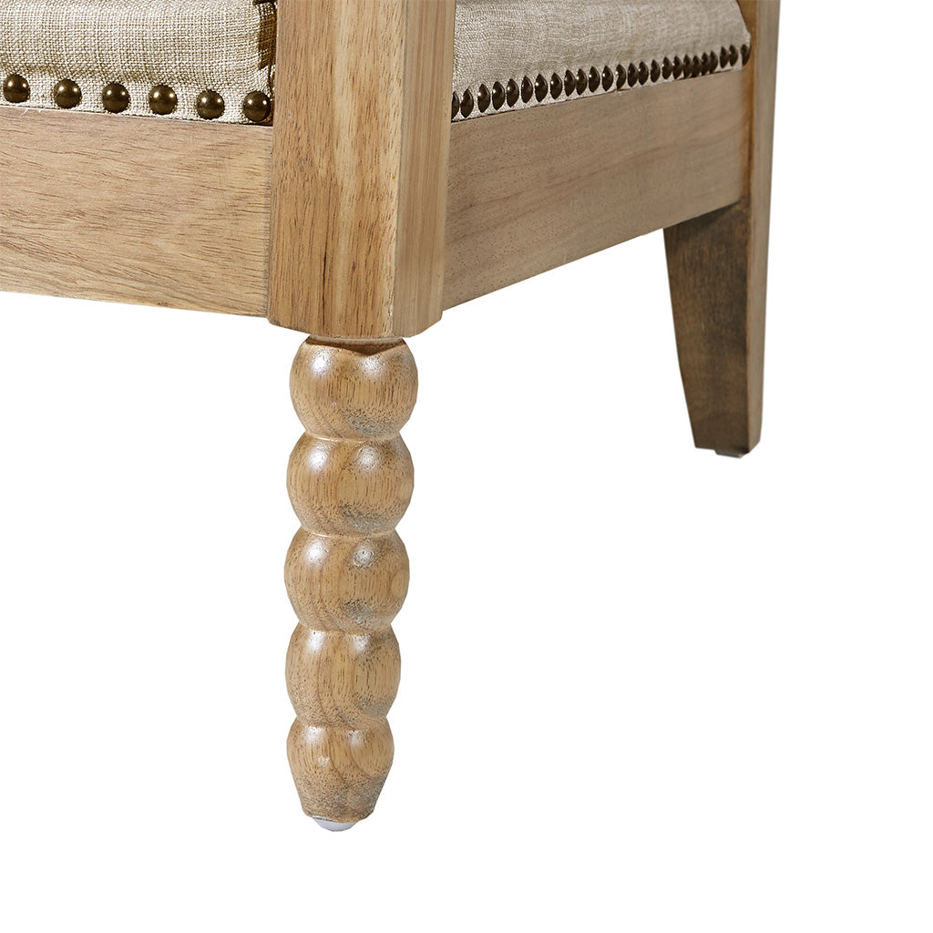 Accent Arm Chair Light Grey Camel Oak Polyester