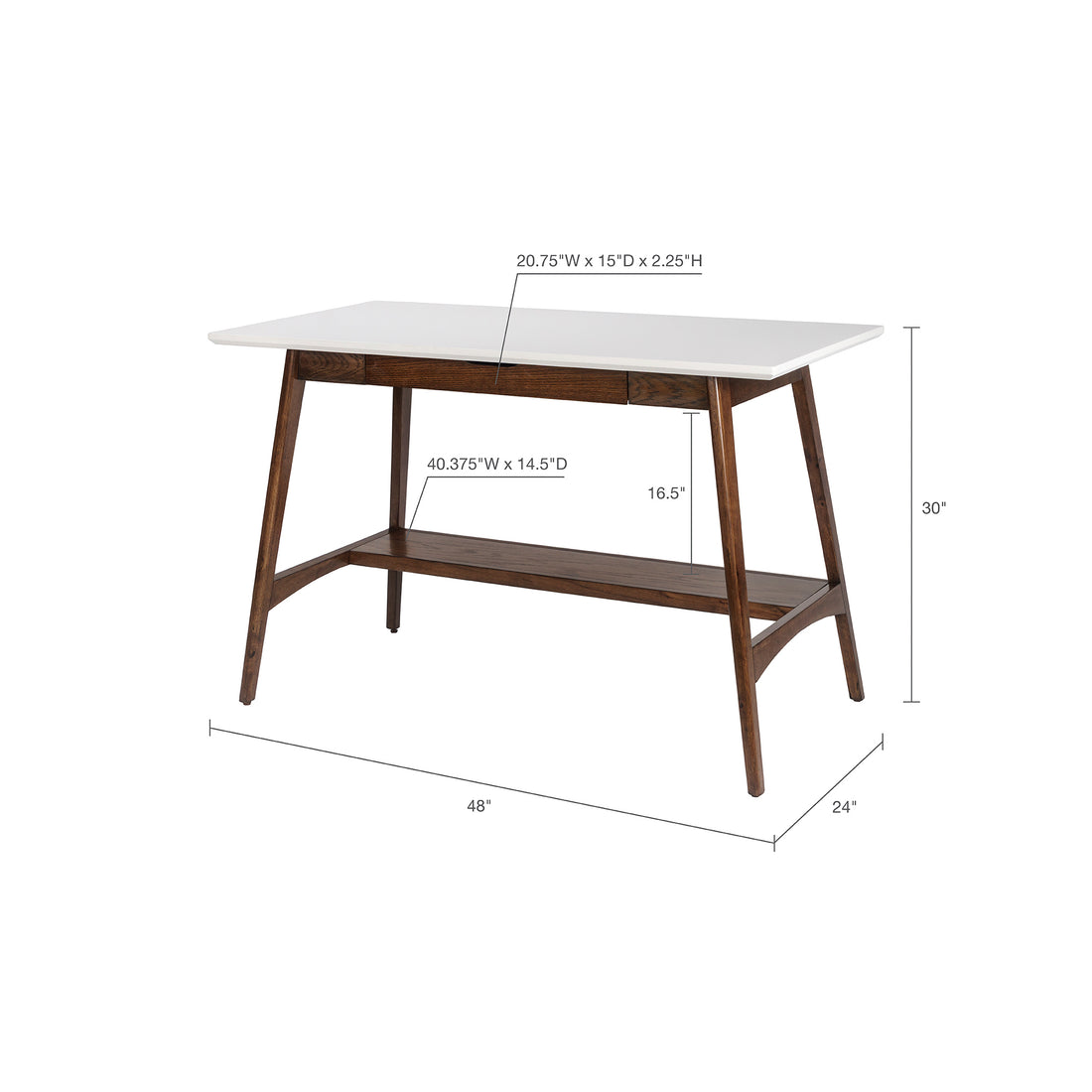 Parker Desk Off White Pecan Wood