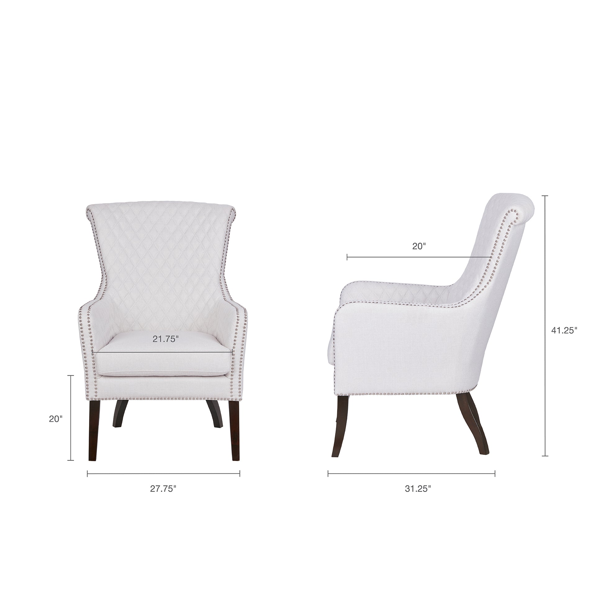 Heston Accent Chair Beige Solid Wood