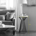 Marbury Pedestal White Black Wood