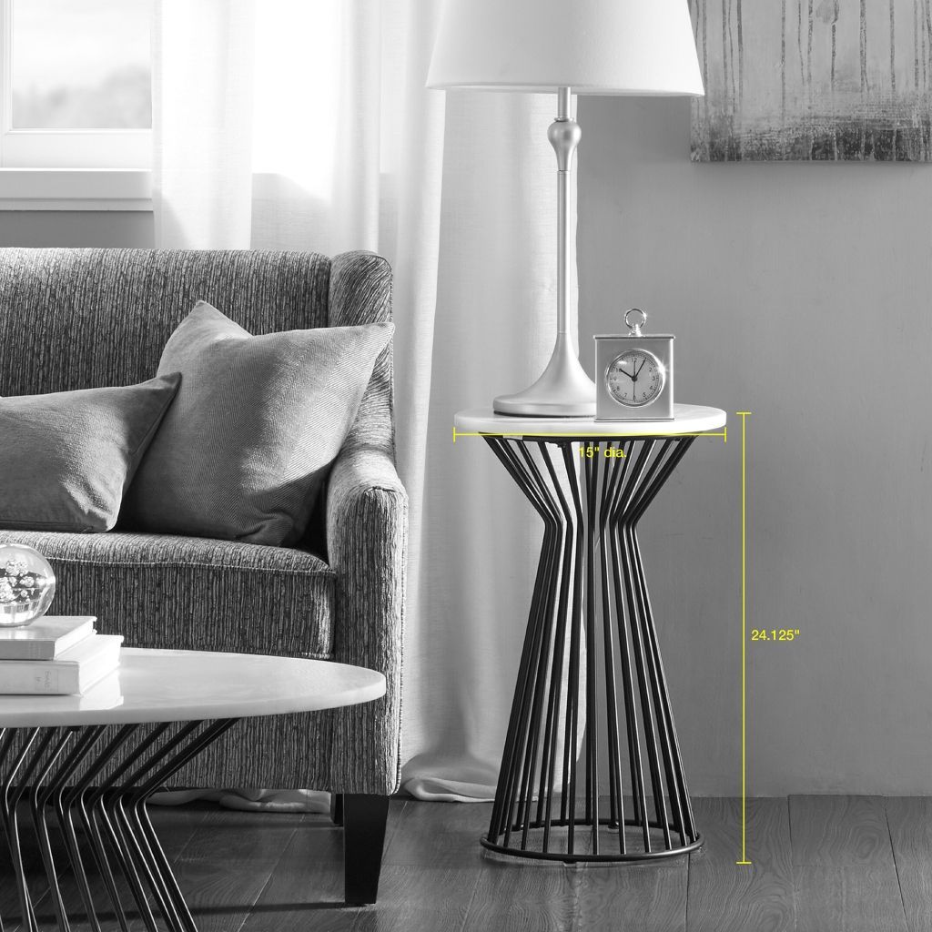 Marbury Pedestal White Black Wood