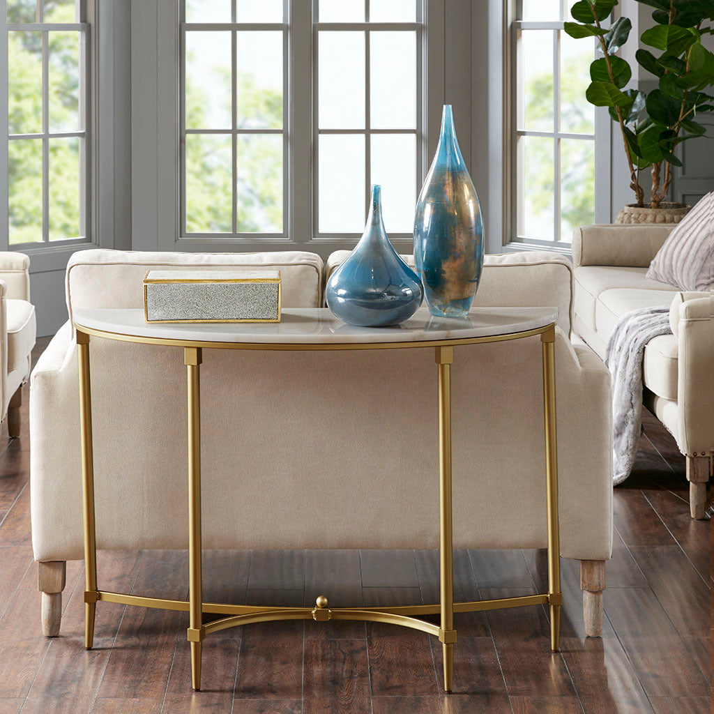 Bordeaux Console Table White Gold Wood