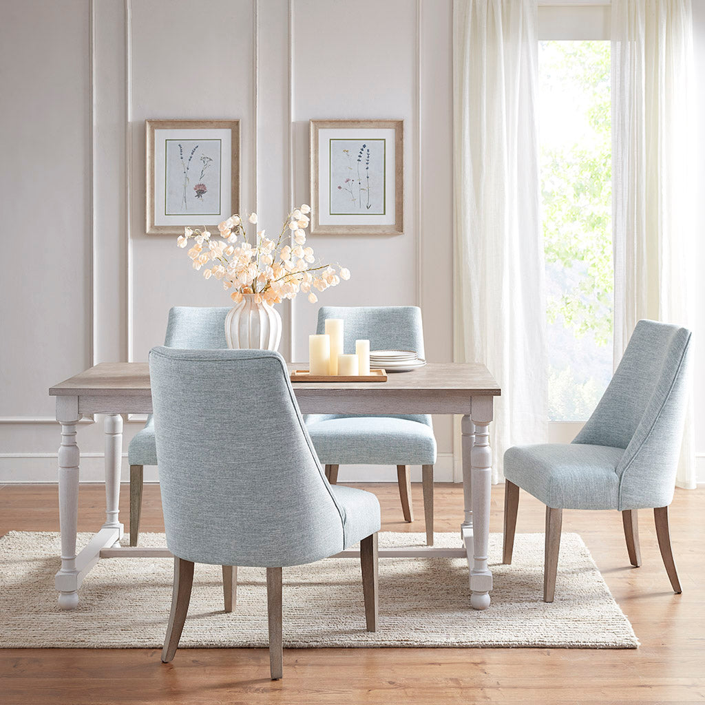 Upholstered Dining Chair Set Of 2 Light Blue Polyester